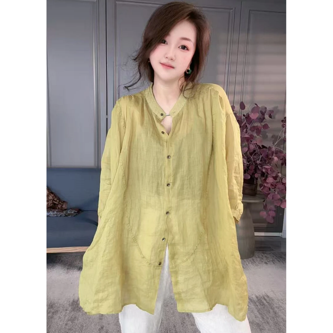 【广州微姐】夏季气质时尚百搭纯色宽松休闲衬衫3359