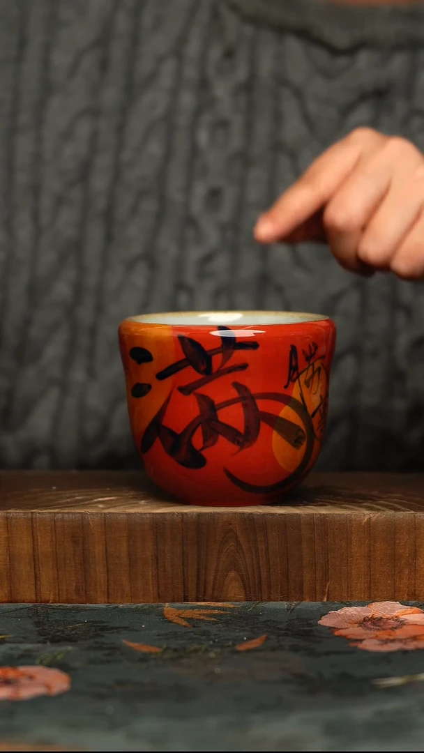 杯釉下彩手工手绘同款陶器