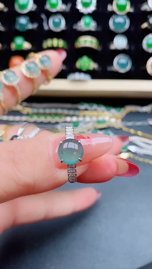 【闪购商品】翡翠戒指银S925镶嵌9696