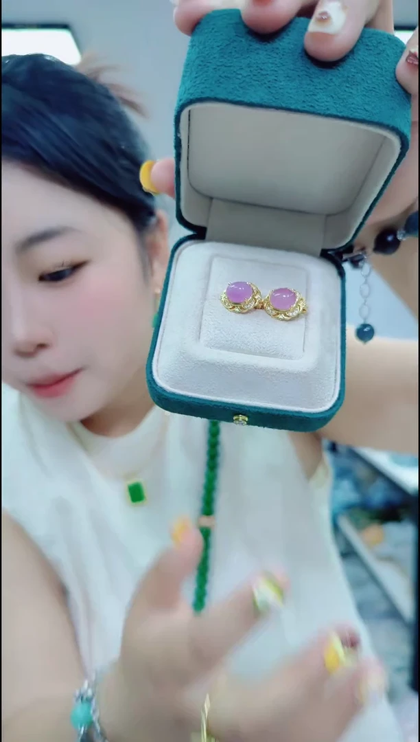 翡翠未镶嵌颈饰1908紫耳钉