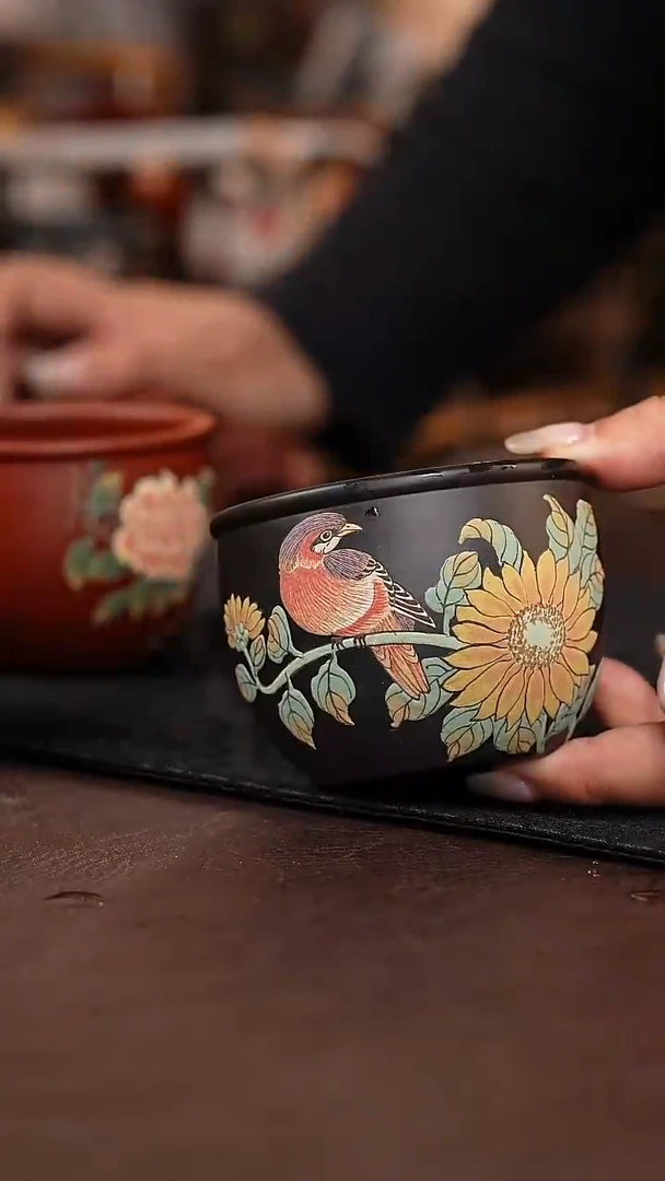 茶杯紫砂向日葵主人杯