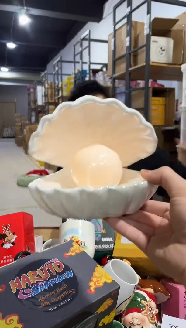 【闪购商品】杯陶瓷白色贝壳加灯