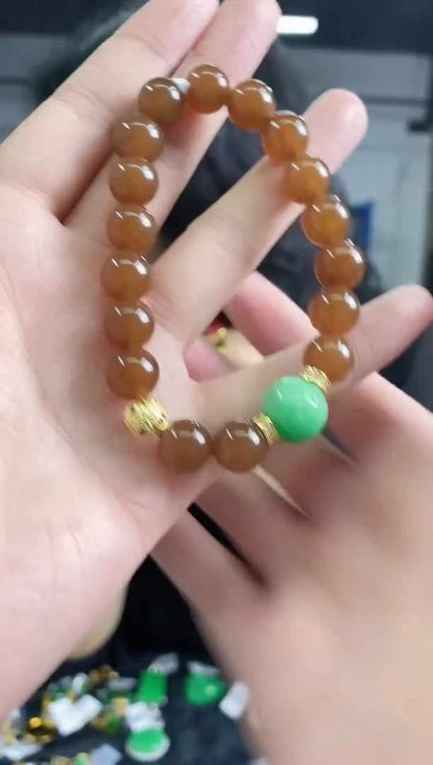 手串未镶嵌和田玉（糖玉）多样性发其一颜色微差