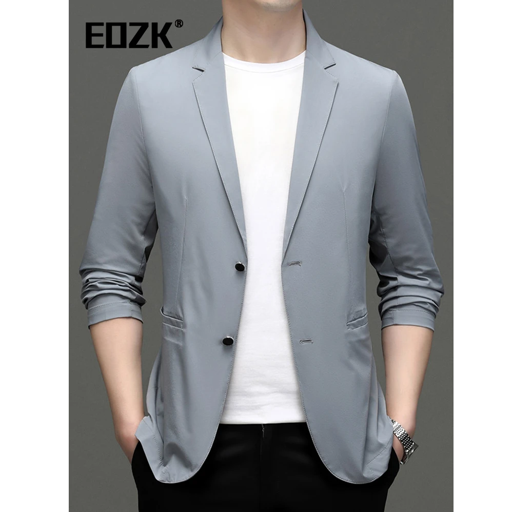 Eozk潮流时尚气质防晒西服男2025夏季薄款轻薄透气冰丝单西外套男