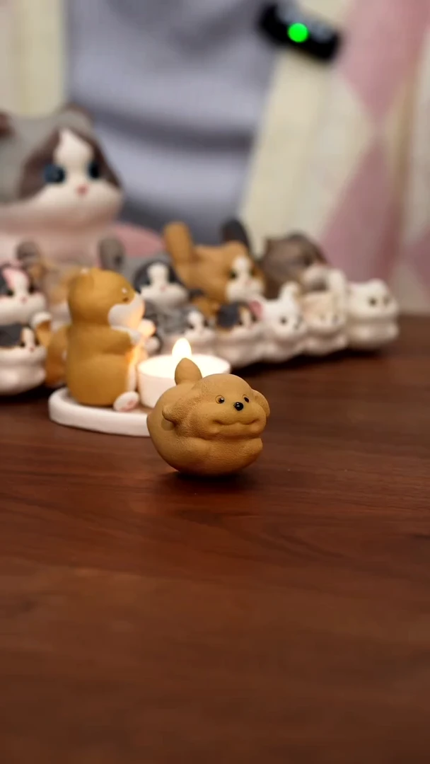 紫砂摆件小金毛旺旺