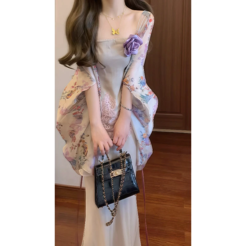 【醉花荫】新中式国风浮雕抹胸上衣&半身裙&祥云印花禅意外套9796