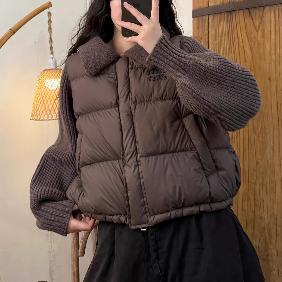 G94毛线袖羽绒服咖啡色（M衣长57左右）