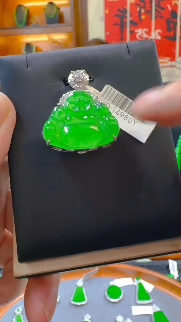 翡翠银S925镶嵌吊坠(赠链)天然A货翡翠