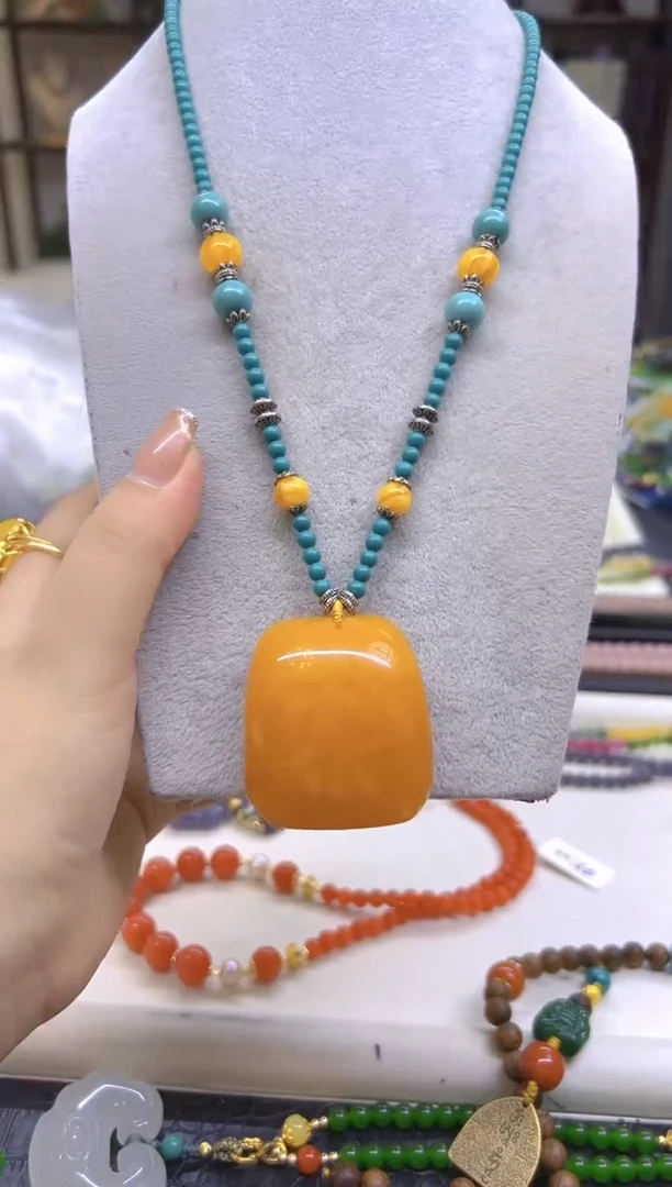 未镶嵌毛衣链蜜蜡DIY款M685