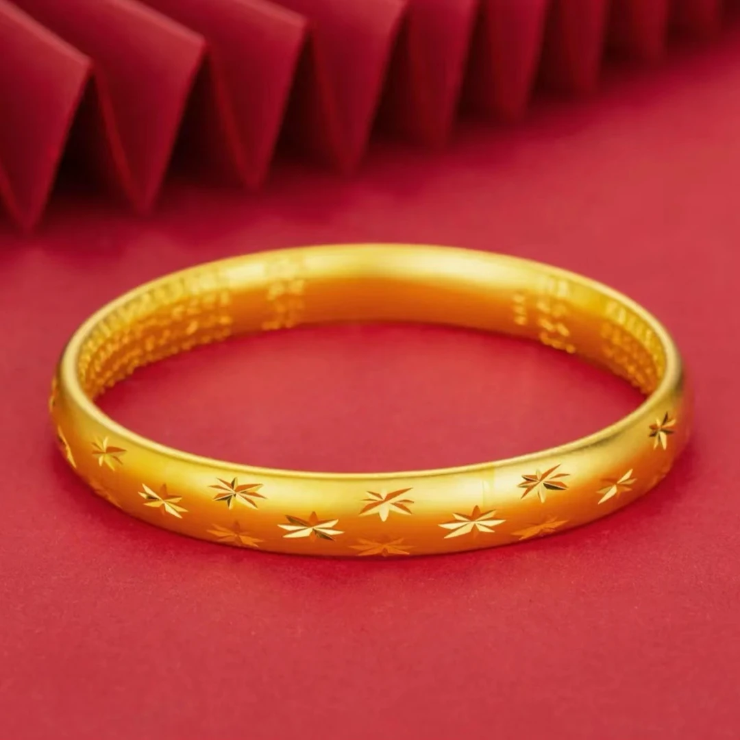 铜合金手镯 精品满天星闭口手镯女款气质时尚古法轻奢传承光面