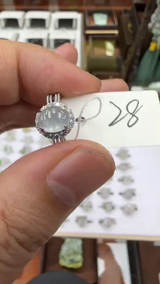 【闪购商品】翡翠挂件银S925镶嵌A货翡翠多样性戒指