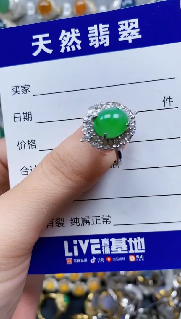 翡翠戒指银S925镶嵌738