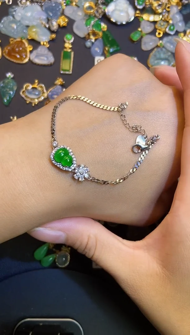 翡翠银S925镶嵌吊坠(不含链)天然A货翡翠