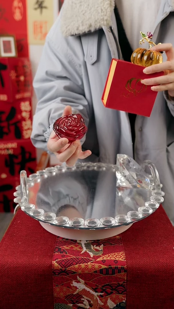 【闪购商品】琉璃玫瑰盖置摆件