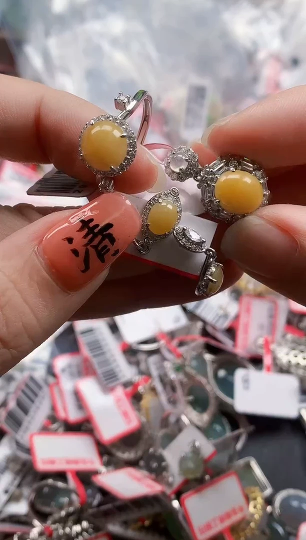 银S925镶嵌戒指翡翠天然A货缅甸翡翠