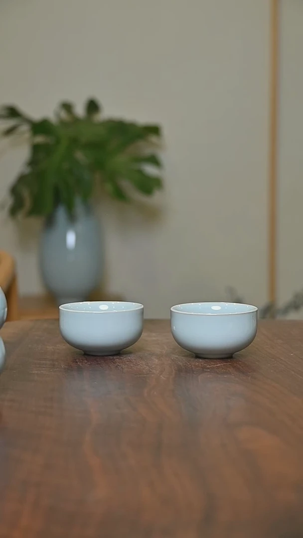 福杯 天青 微瑕 朱家款