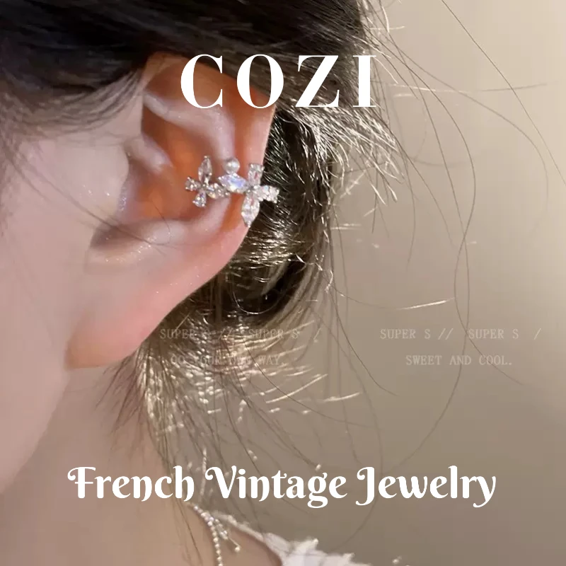 COZI 铜合金合成锆石耳饰 蔻姿时尚轻奢小众素款设计感耳夹单只