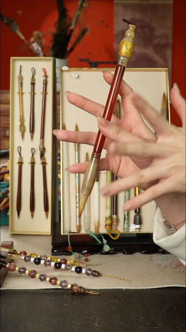 68号闪孤品高货毛笔链接 清水试笔 蘸墨不退