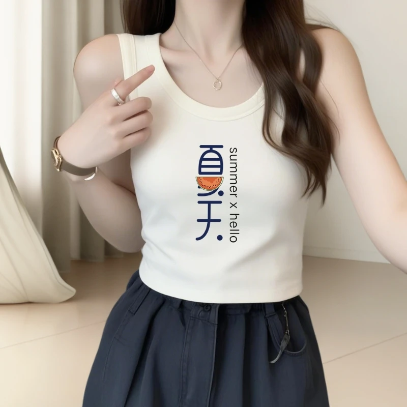 纯棉吊带背心女内搭西装修身显瘦打底短款辣妹风夏季无袖外穿上衣