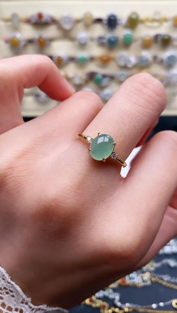 翡翠戒指银S925镶嵌22222222+1