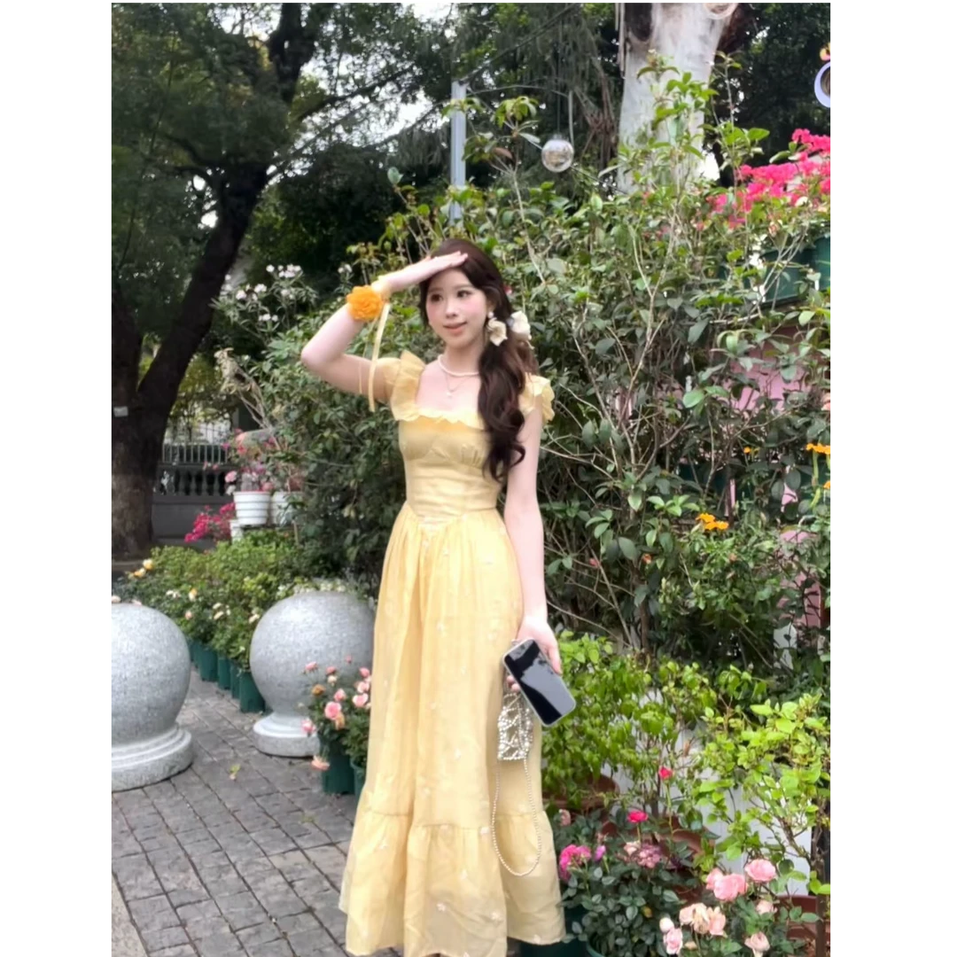 【金穗翩然】法式旅游度假风背心吊带连衣裙