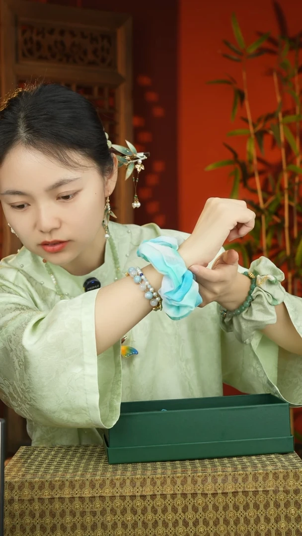 刺绣桑蚕丝大肠圈发圈