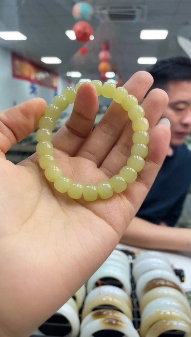 未镶嵌手链和田玉高品黄玉极限圆弧卡9-10手串随机发一件