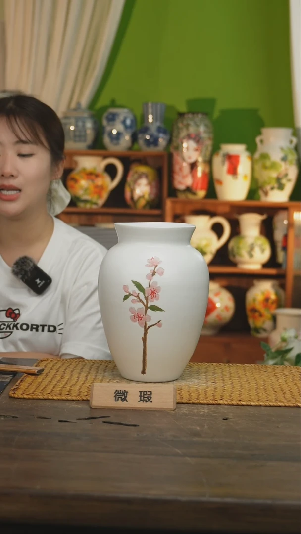 瓷片景德镇纯手工手绘花器摆件