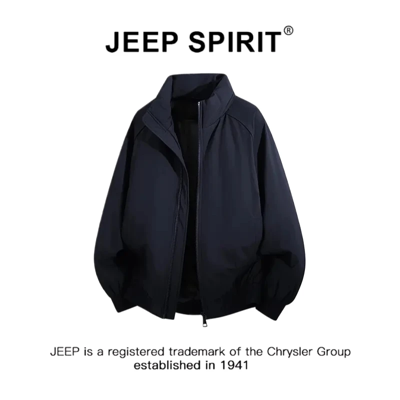 JEEPSPIRIT吉普立领棉衣男秋冬季加棉保暖美式多巴胺痞帅棉服外套
