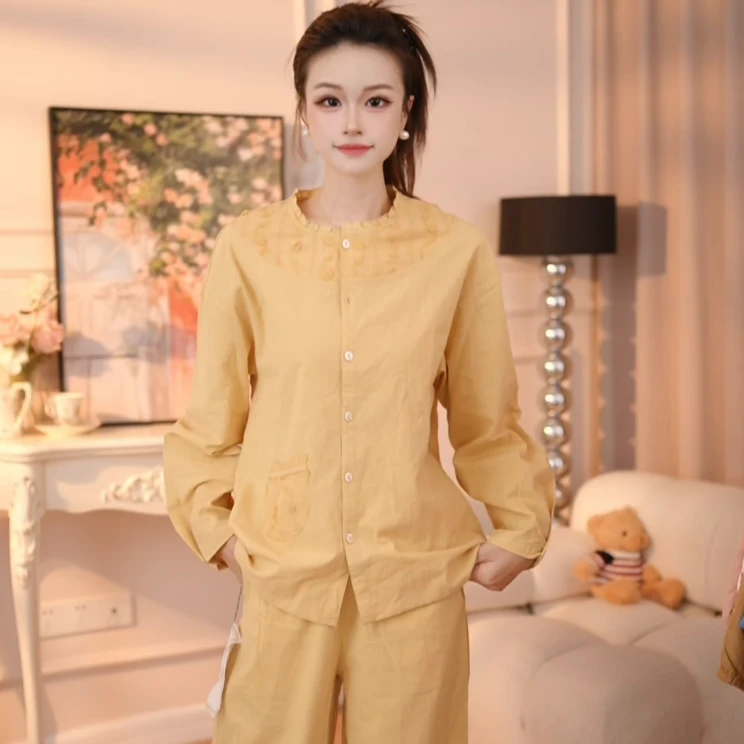 【测14】纯棉女家居服长袖常规款睡衣秋舒适家居服