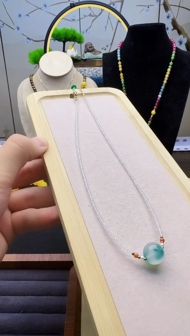 翡翠14K金镶嵌颈饰X72