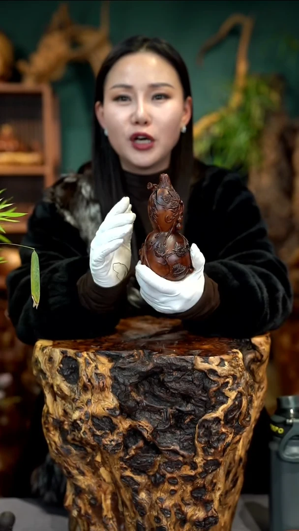 木雷击枣木精雕葫芦