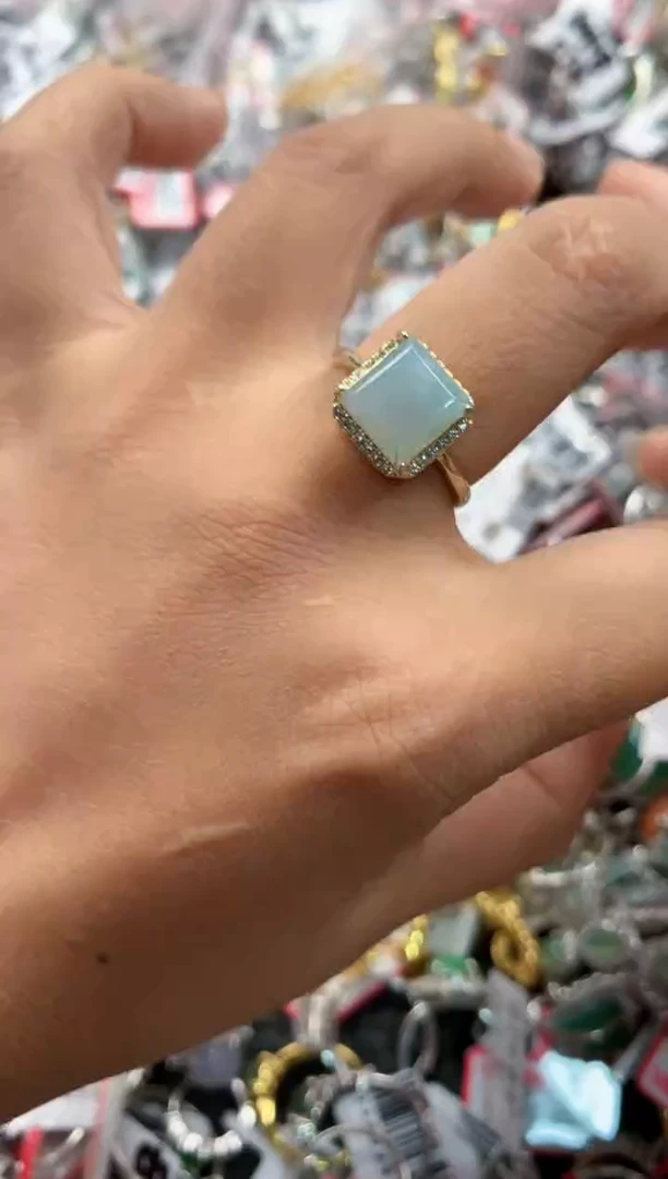 银S925镶嵌戒指翡翠777             9