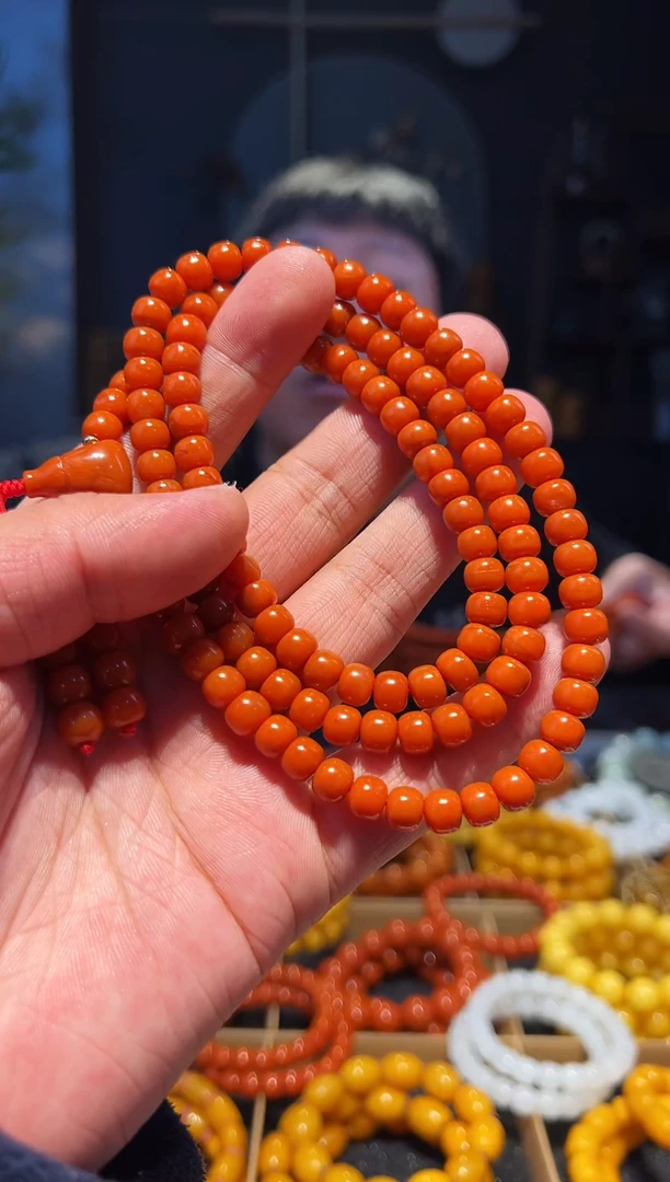 未镶嵌手链南红玛瑙7+108柿子黄