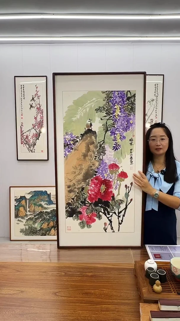 国画汪琼 120*60 醉春 牡丹