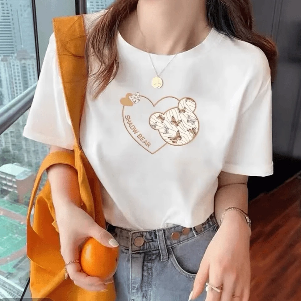 【100%纯棉】上新女款百搭潮流短袖t恤春夏圆领显瘦半袖白色