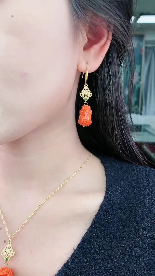 【闪购商品】翡翠耳饰14K金镶嵌R45耳坠