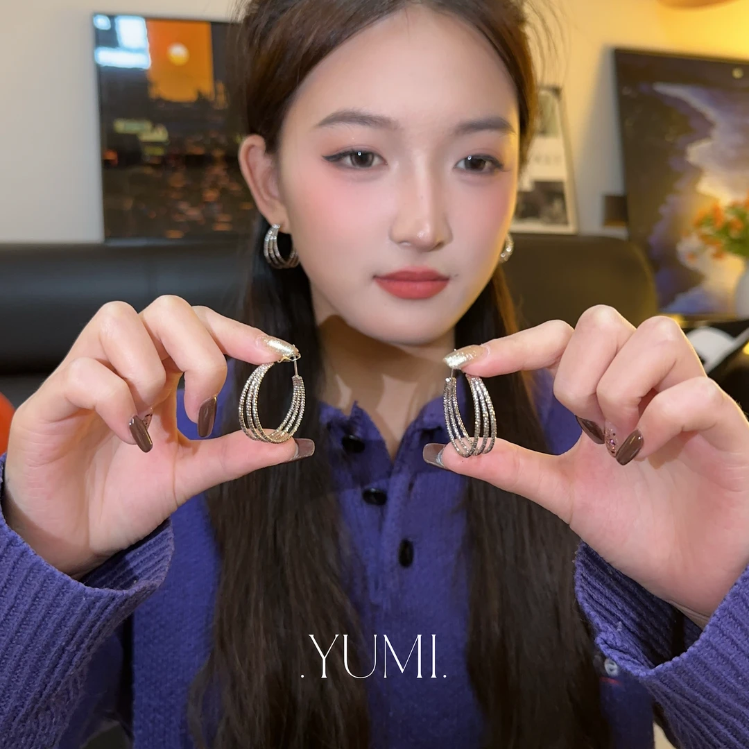 铜合金耳饰 「耳畔圆舞曲」三层耳圈耳环简约百搭耳饰冷淡风耳扣