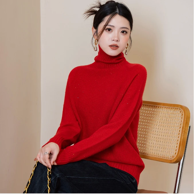 100%绵羊毛高领堆堆领气质百搭女式羊毛衫24DAK1163