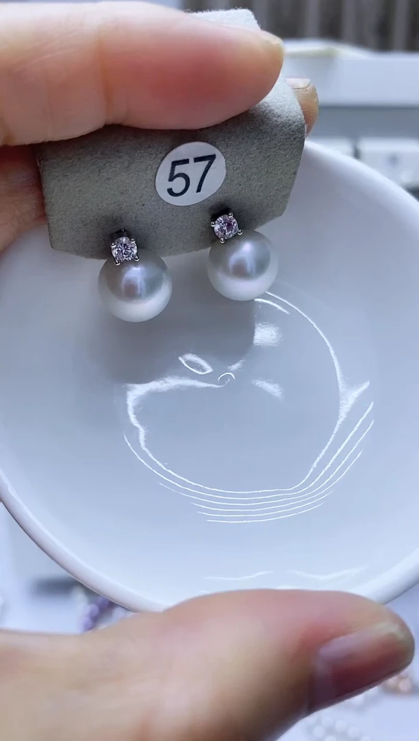银S925镶嵌淡水珍珠耳饰57