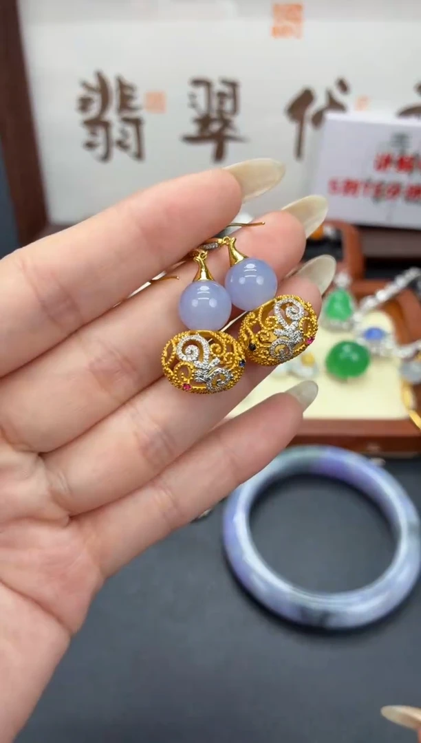 吊坠(不含链)18K金镶嵌翡翠花*A货翡翠1119