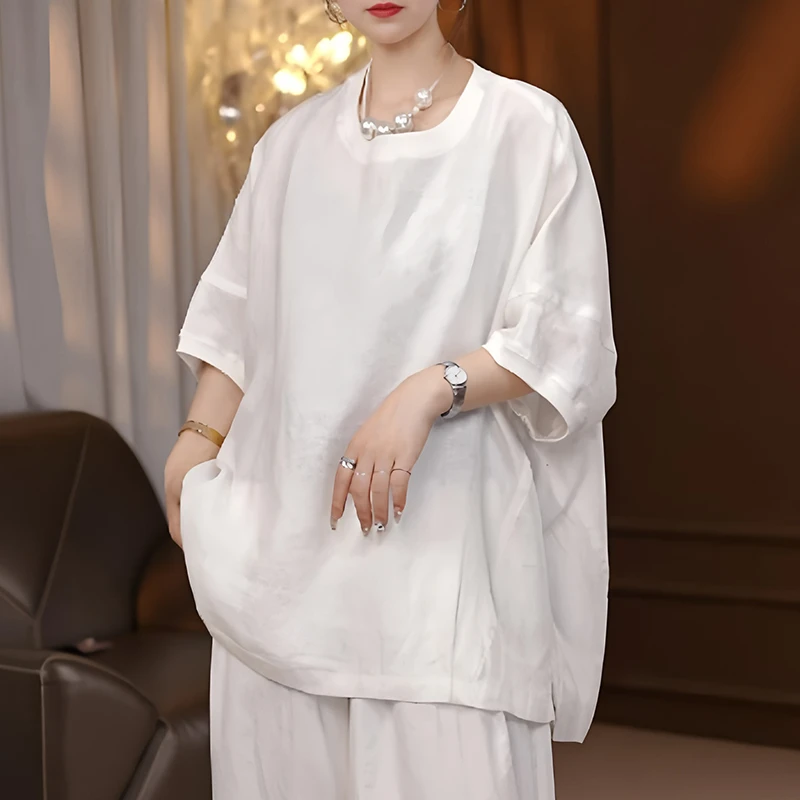 欧韩时尚小众简约设计感短袖T恤女2025年夏季新款宽松潮流上衣