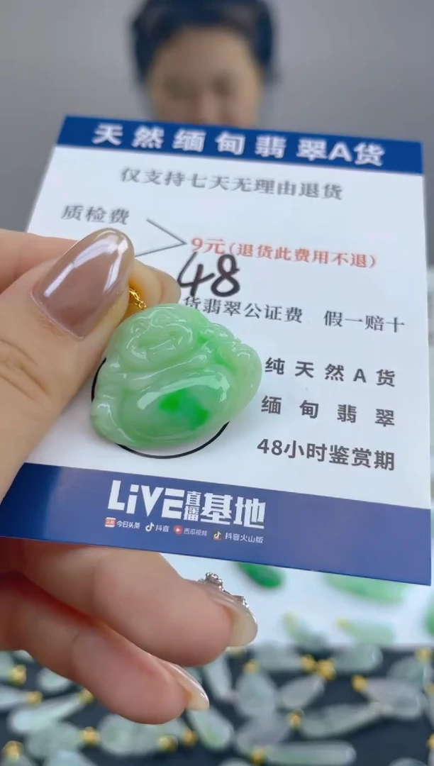颈饰18K金镶嵌翡翠天然A货翡翠