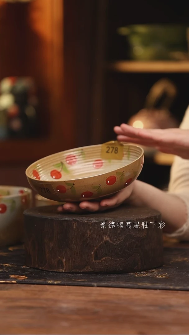 陶瓷 景德镇高温釉下手绘陶瓷@L278@