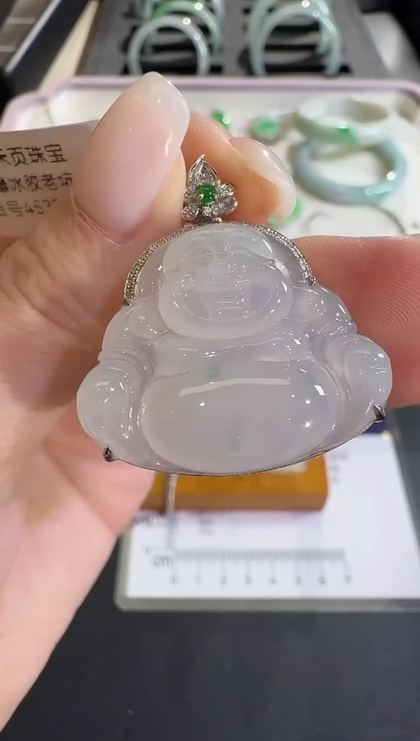 吊坠(不含链)18K金镶嵌翡翠【源头工厂】钻石镶嵌