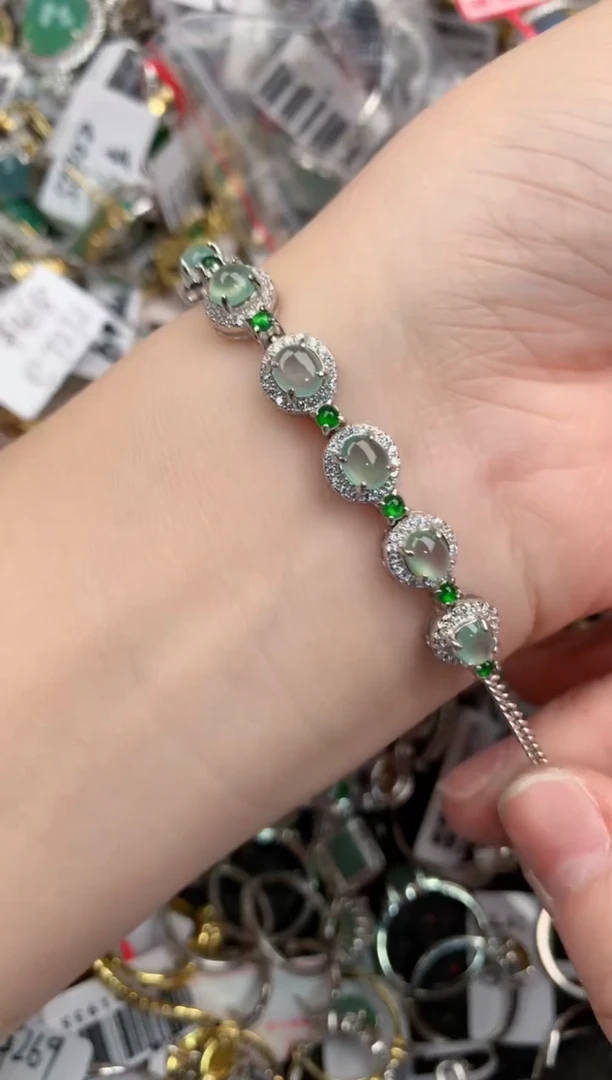 银S925镶嵌戒指翡翠444              9