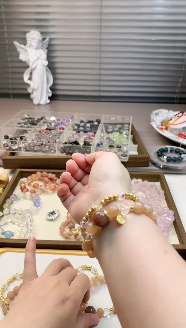 【闪购商品】水晶珠宝半成品未镶嵌橙月华子双圈