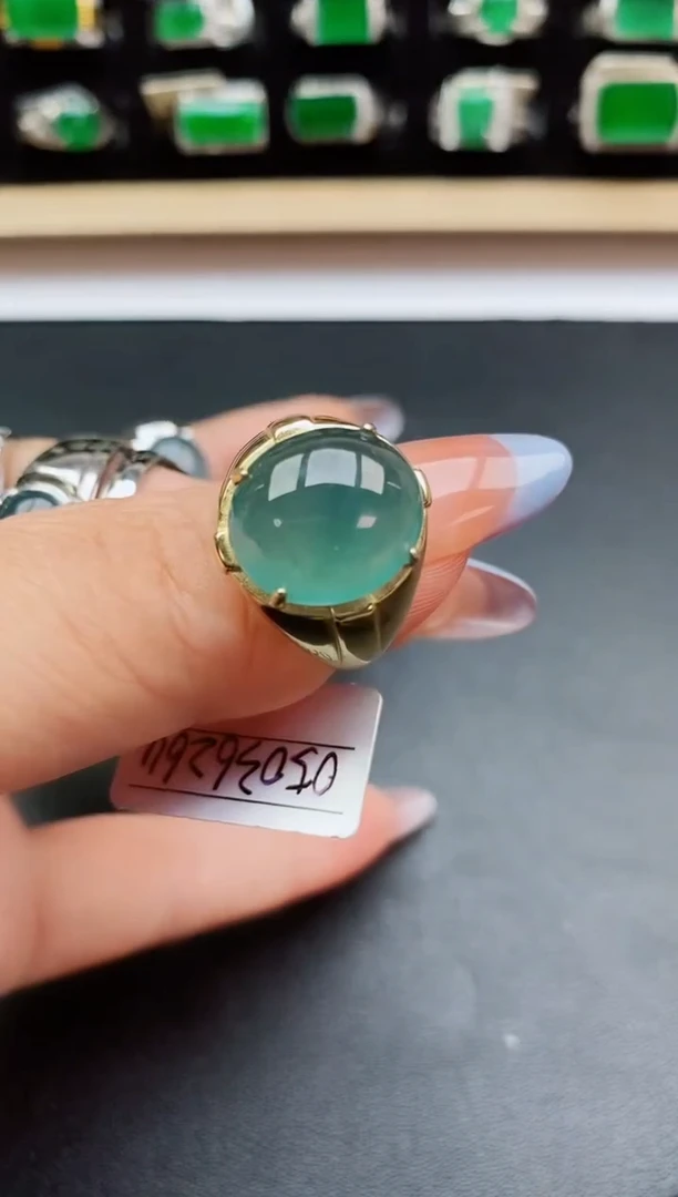 翡翠戒指银S925镶嵌122122