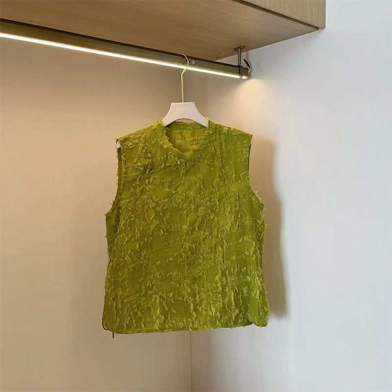 洋气衣服女装独特漂亮小衫无袖立领上衣薄款衬衫2025年夏季新品Y