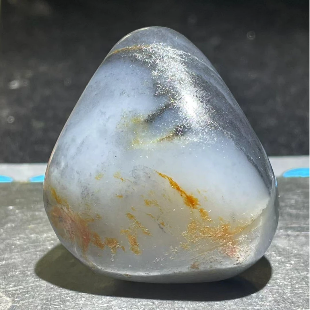 三色青花子料原石手把小摆